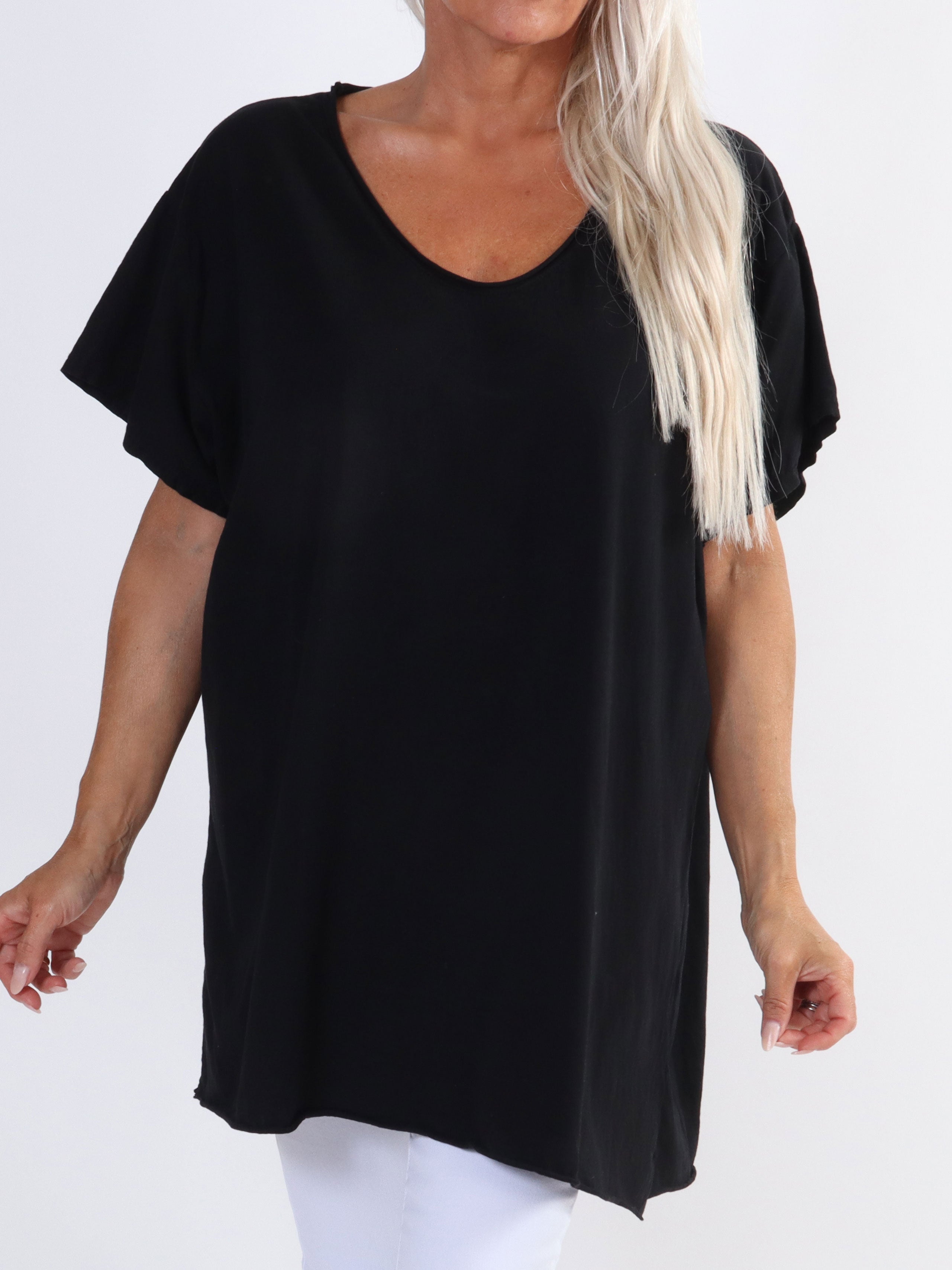 Alison - Bomulls t-shirt med v-ringning i plusstorlek